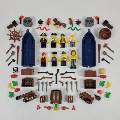 LEGO Pirates Minifigure Captain Mermaid Boat Weapons Treasure Chest Map Flag Lot - Image 1 of 4