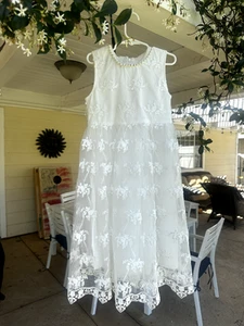 White Lace Flower Girl Dress - Trish Scully Size 7 - Picture 1 of 7