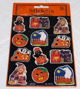 Vintage Amscan bunte "Happy Halloween" animierte Aufkleber 4 Blatt ~ Nr. 45722 - Bild 1 von 5
