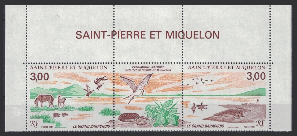 SPM Saint Pierre & Miquelon 1987 - Landscape, triptych with Top Margin - MNH VF - Image 1 of 1