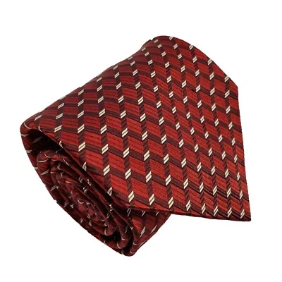 Roberto Villini Collezione Corbata Rojo Patrón Geométrico Corbata de Seda Jacquard Foto 1 de 4