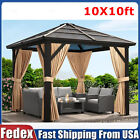 10x10ft Outdoor Hardtop Gazebo Polycarbonate Roof Aluminum Frame For Patio Brown