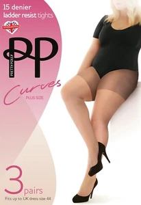 3 Paar Pretty Polly Curves 15 Denier Leiter widerstandsfähige Strumpfhosen Größen XL-3XL  - Bild 1 von 8
