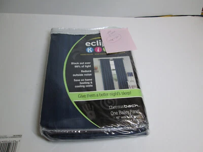 Eclipse Thermaback Bailey  Rod Pocket Black Out Panel 42"x84"   Navy Stripe New - Image 1 of 4