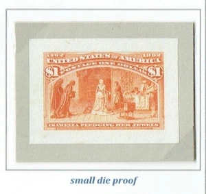 US 1893 COLUMBIAN ISSUE $1 ROOSEVELT SMALL DIE PROOF #241P2 VF RARE - Picture 1 of 1