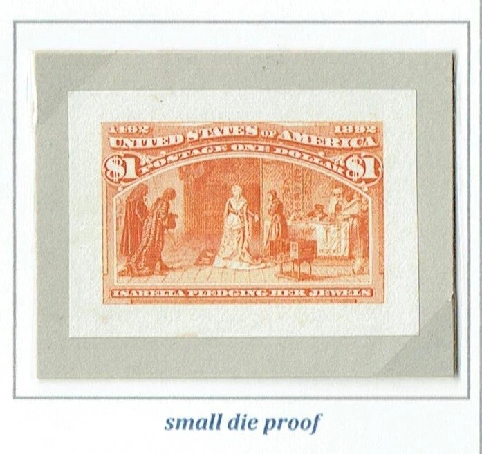 US 1893 COLUMBIAN ISSUE $1 ROOSEVELT SMALL DIE PROOF #241P2 VF RARE - Image 1 of 1