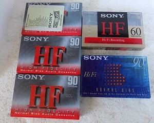 Lot 5 Sony HF 90 and 60 Minute Audio Cassette Tapes High Fidelity Hi-Fi Sealed - Picture 1 of 4
