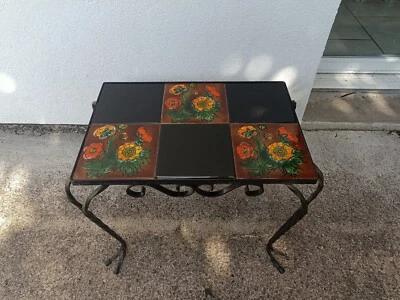 table basse Signé vallauris Et Fer Forgé Vintage 60/70 - Photo 1/4