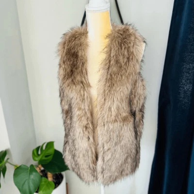 Chaleco Escalier Mujer Piel Sintética Chaleco Chaqueta Talla Pequeña, Caqui/Marrón Nuevo Con Etiquetas Foto 1 de 4