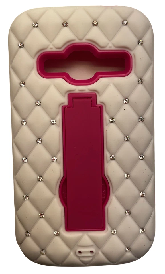 Cellairis Hybrid Ripple Designer Phone Case For ZTE Concord 2 White & Pink - Image 1 of 4