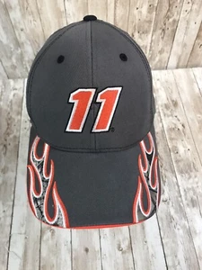 Denny Hamlin Joe Gibb Racing 11 NASCAR Grey Hat Flames Adjustable  - Picture 1 of 6