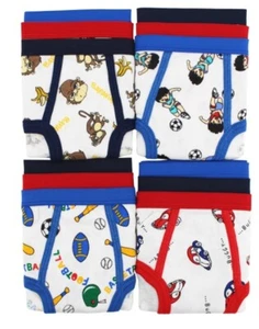 3 6 Boy's Briefs in a Pack Underwear Cotton Blend White W/Prints Size S M L XL - Picture 1 of 5