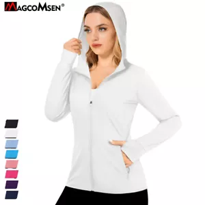 Women's UPF 50+ Hoodie Lightweight Shirts Sun Protection Zip Up Long Sleeve Tops - Picture 1 of 67