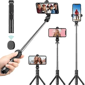 Bluetooth Selfie Tripod Telescopic Stick Remote Monopod Extendable Phone Holder - Picture 1 of 9