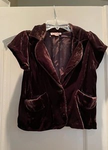 Knitworks KWDC Top Girls Size M/L  Velvet Brown Lined with Pockets Short Sleeve - Picture 1 of 14