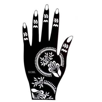 JUSTFOX Plantilla de tatuaje de henna Kina pintura a mano mano izquierda Dövme Mehndi