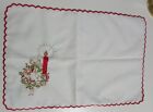 VINTAGE Set of 6 "CHRISTMAS WREATH" TABLE PACE MATS WHITE Fabric Size: 31 x 46cm