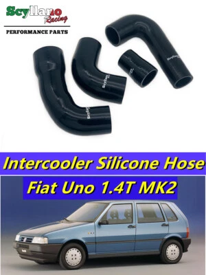 SCYLLANO RACING Kit Tubo Tubo Tubo Silicone Intercooler Nero per Fiat Uno Turbo i.e 1.4 MK2