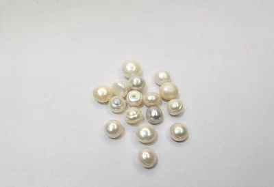 Cabochon Cut White Pearls 100 Ct Natural Gemstone Pearls Necklace Making 12 Pcs - Image 1 of 4