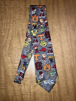 Merge Left Men's Silk Necktie Football Logo Universities of SEC Conference - Image 1 of 2
