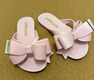Petite Jolie Nassau Slides Thong Bow Pink Jelly Sandals Girls SZ 11.5 Runs Small - Picture 1 of 10