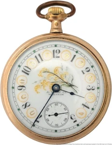 Antique Waltham 21j 16s Railroad Running Pocket Watch w Multicolor O’Hara Dial - Picture 1 of 6