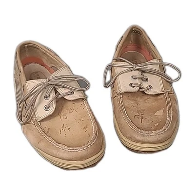 Sperry Top-Sider Billfish 3-Eye Men’s Size 10W Tan Leather Boat Shoes W/ STAINS - Image 1 of 4