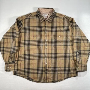 Vintage Windridge Shirt Mens 2XL Tan Plaid Lined Nova Check Made Korea 90s - Picture 1 of 9
