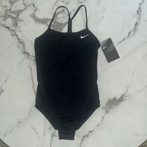Nike Girls S Black Racerback 1-piece Swimsuit Small (fits ages 8-10 yrs) - Picture 1 of 5