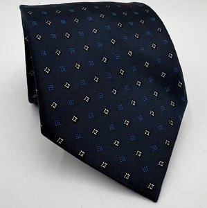 Hugo Boss Neck Tie Mens 3.75x57 Blue Geometric Classic Wedding Business Party - Picture 1 of 7