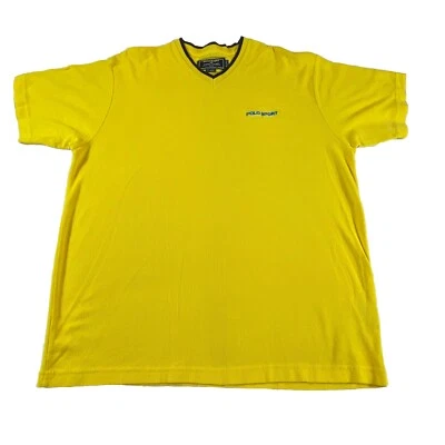 Polo Sport Ralph Lauren Мужская рубашка XL V-образным вырезом короткий рукав вязаный желтый Summer - Изображение 1 из 4