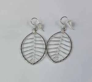 MC Boho 925 Sterling Silver Leaf Earrings - Picture 1 of 2