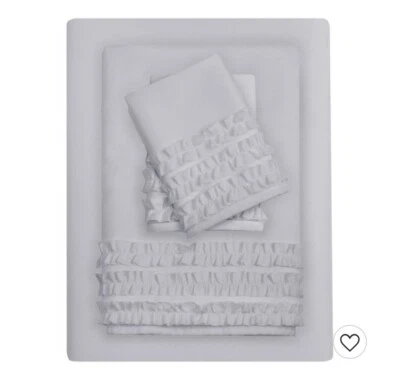 Juego de sábanas dobles de bolsillo extra profundo con volantes de diseño inteligente, NUEVO  Foto 1 de 4