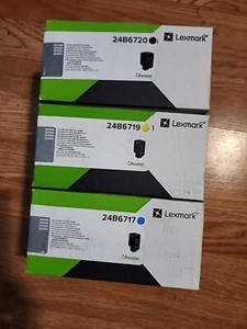 SET of 3! Lexmark OEM Toner CYK 24B6717 24B6719 24B6720 /SEALED BOXES - Afbeelding 1 van 1