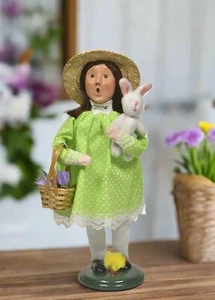 Primitive Colonial Byers Choice Easter Girl with Bunny 2258G - Picture 1 of 6