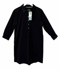 Joules Stella Black Corduroy Shirt Dress Sz 6 Pockets Buttons 3/4 Sleeve New NWT - Picture 1 of 16