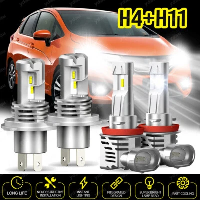 4x Faro LED H4 Luz Alta Baja H11 Kit Bombilla Antiniebla Para Honda Fit 2006-2020 Foto 1 de 4