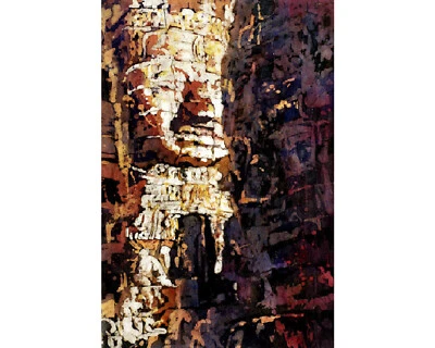 Bayon temple- Angkor, Cambodia.  Fine art print of water painting Cambodia - Image 1 of 4