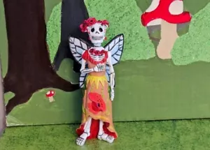 Miniatura Día de los Muertos Amapola Hada Catrina Hada Gnomo Troll Jardín NUEVO - Imagen 1 de 6
