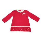 Baby Girls Tahari Baby Red Sweater Dress Lace Trim Dots 3-6 Months Cotton Blend