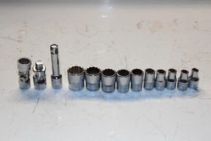 HERRAMIENTAS ENCAJABLES 1/4" Unidad Métrica 12 Puntos Juego de enchufes poco profundos EE. UU. + EXTRAS - Imagen 1 de 6