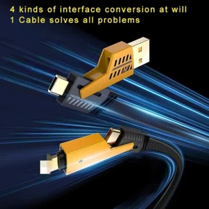 Multi USB C A 8PIN PD Charger Charging Cable 65W / 27W For iPhone 4 in 1 cable - Picture 1 of 11