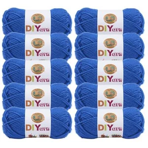 (10 Pack) Lion Brand Yarn 205-109P DIYarn Yarn, Royal Blue - Picture 1 of 6