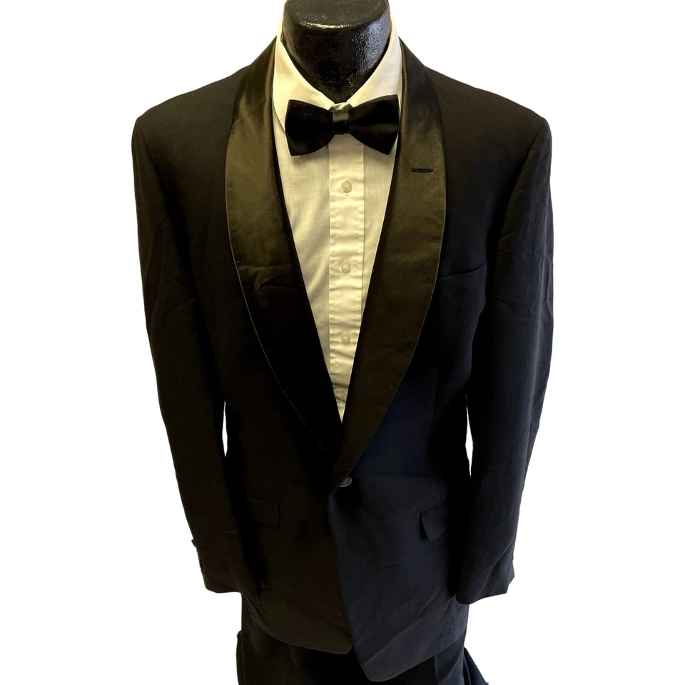 Vtg 50's Palm Beach Black ROCKABILLY Tuxedo FORMAL Jacket SHAWL COLLAR Tux PROM - Image 1 of 4