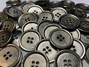 Rare Vintage Cast Metal Button Distress Nickel Finish 13mm 15mm 18mm 23mm 4hole - Picture 1 of 15