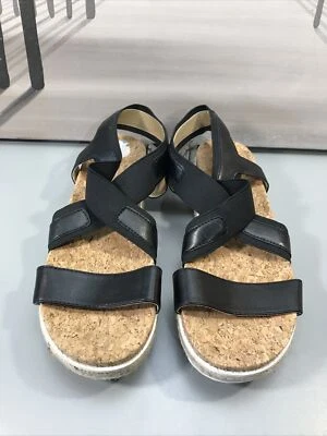 Sandalias de cuero negras para mujer Adrienne Vittadini talla 7,5 M SKU#06743 Foto 1 de 4
