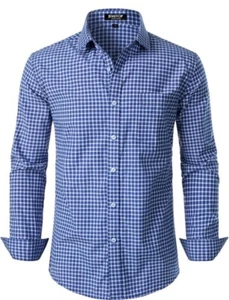 Men's long sleeve dress shirt slim fit button down business casual shirt Size XL - Picture 1 of 5