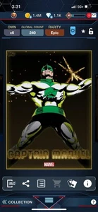 Topps Marvel Collect! Captain Marvel EPIC New Year’s Eve Gold Fireworks Motion - Picture 1 of 2