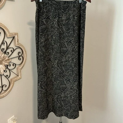 Jones New York Skirt Womens Size 12 Black Tan Leaf Print 100% Silk Maxi - Изображение 1 из 4