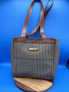 Vintage 80s Polo Ralph Lauren Tote Purse Leather Shoulder Bag Coated Shopper 90s - Picture 1 of 9
